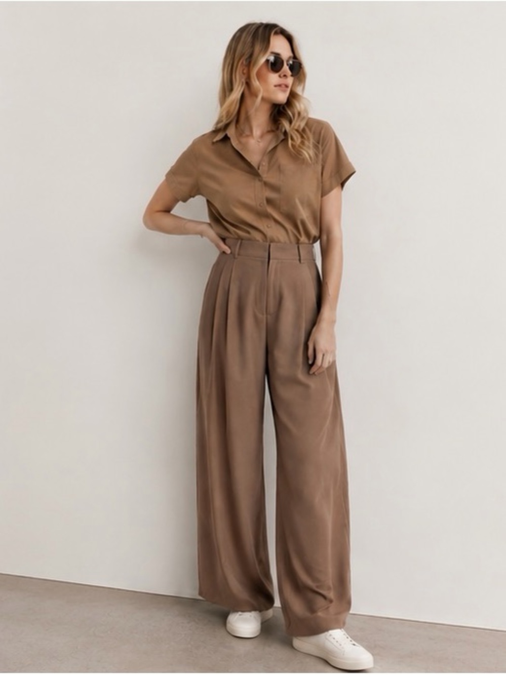 Madewell Pleated Tapered Leg Pants Size 8 Light Roast Brown High Rise Trousers